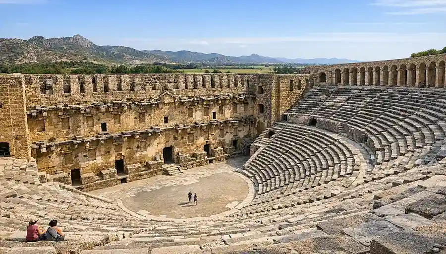 Aspendos Ancient Theatre near Antalya, showing the preserved Roman seating