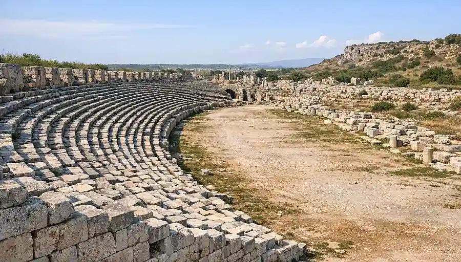 The ancient stadium at Perge, an important Roman-era structure near Antalya
